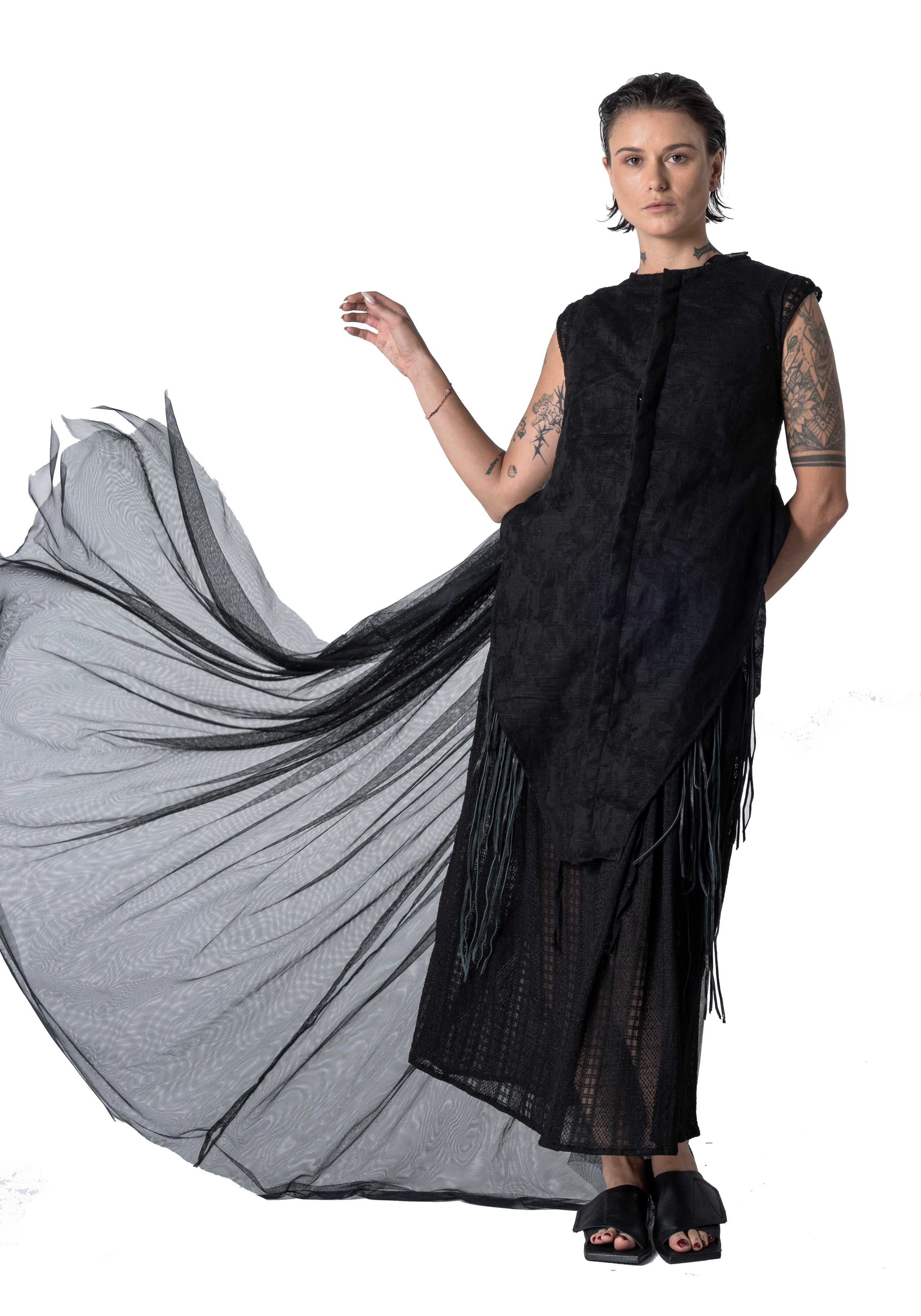 Cut Out Tulle Vest
