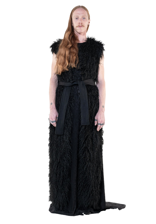 Slit Coat Faux Fur