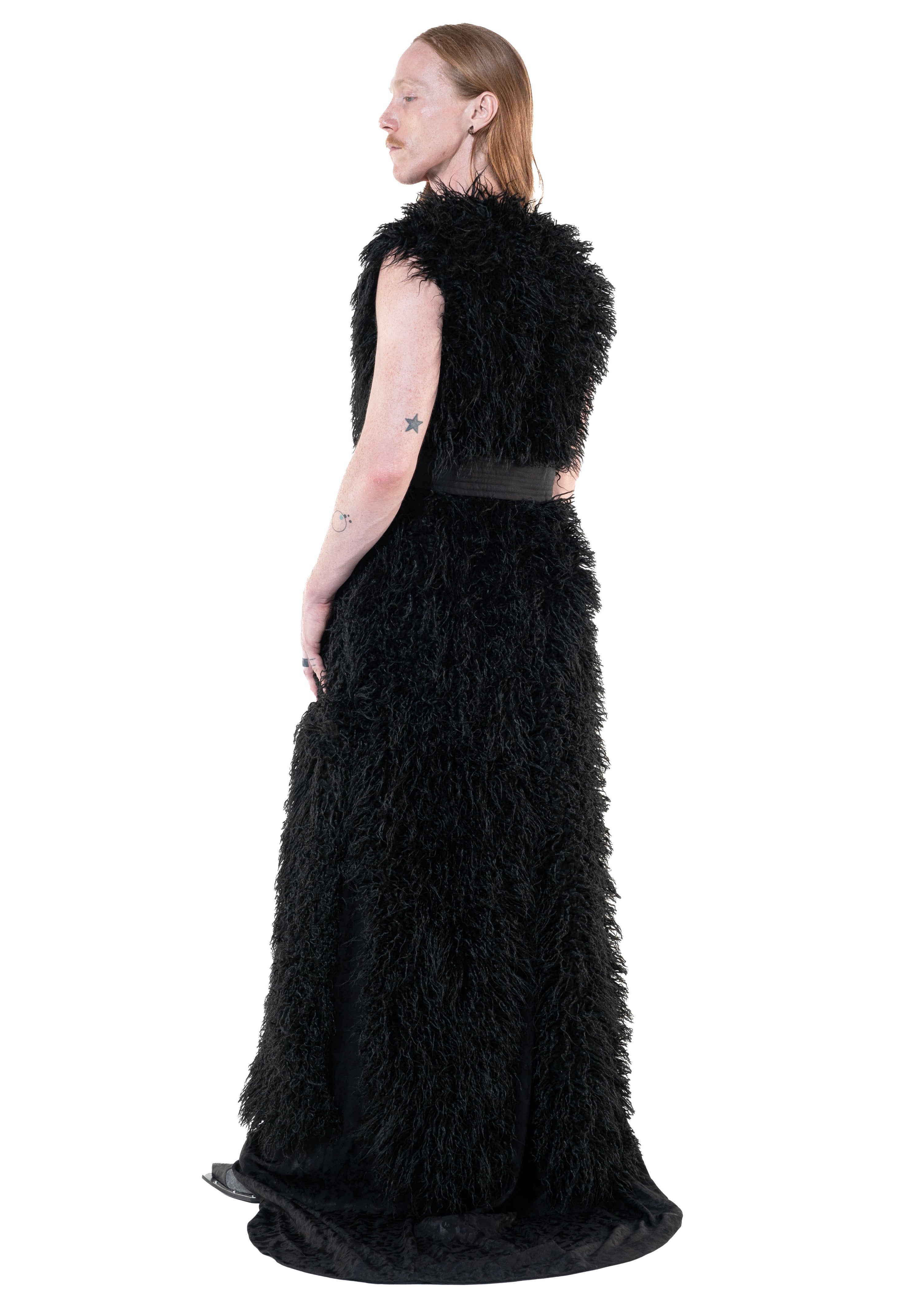 Slit Coat Faux Fur