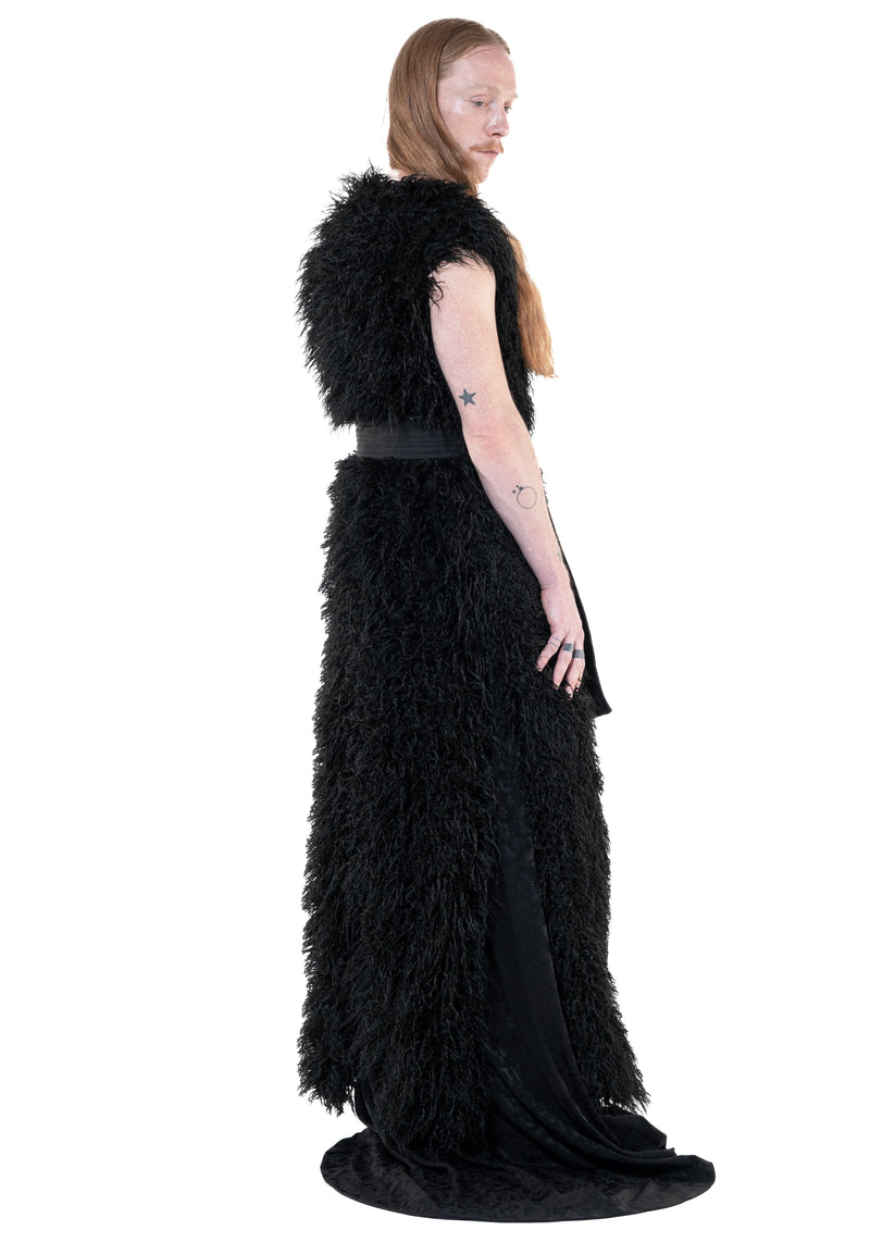 Slit Coat Faux Fur