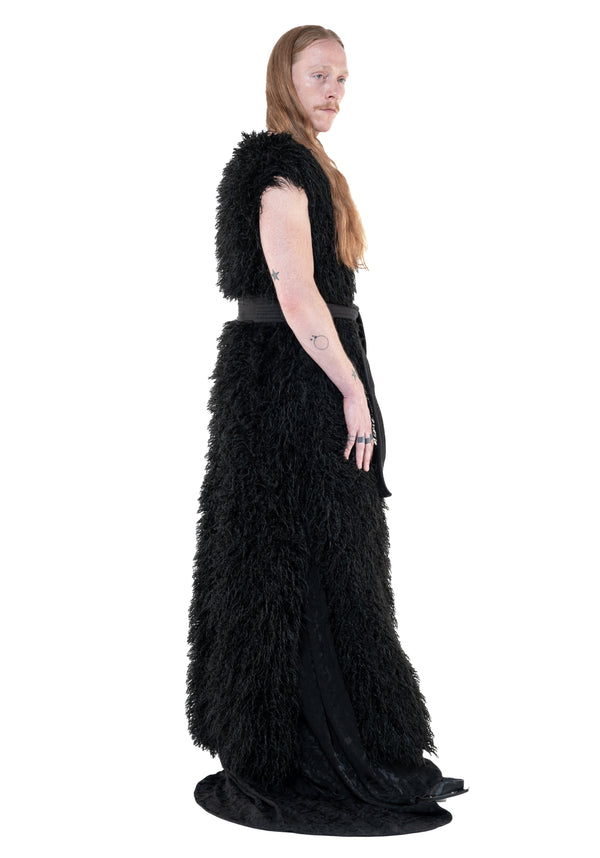 Slit Coat Faux Fur