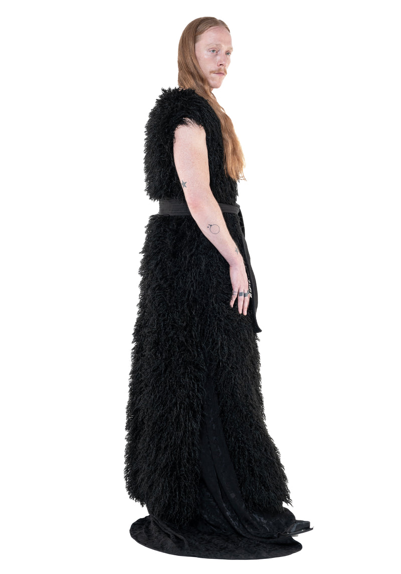 Slit Coat Faux Fur