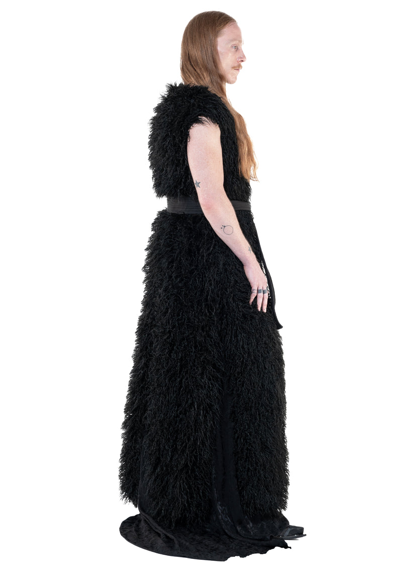 Slit Coat Faux Fur