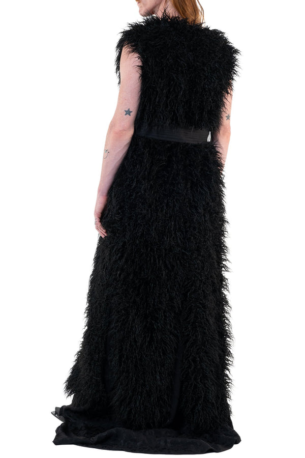 Slit Coat Faux Fur